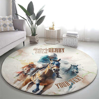 Personalised Kentucky Horse Racing Round Carpet 151st Anniversary LT7
