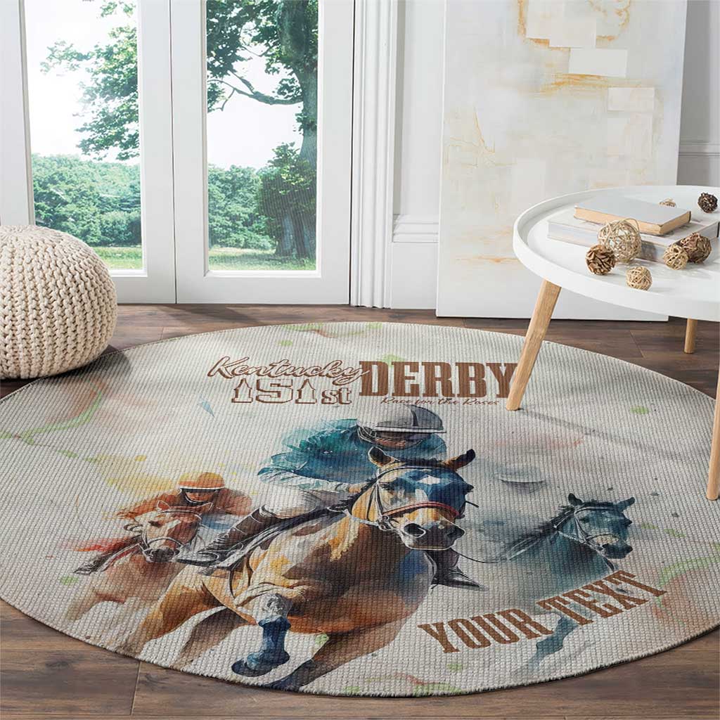 Personalised Kentucky Horse Racing Round Carpet 151st Anniversary LT7