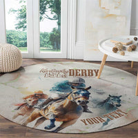 Personalised Kentucky Horse Racing Round Carpet 151st Anniversary LT7