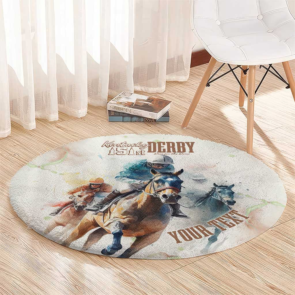 Personalised Kentucky Horse Racing Round Carpet 151st Anniversary LT7