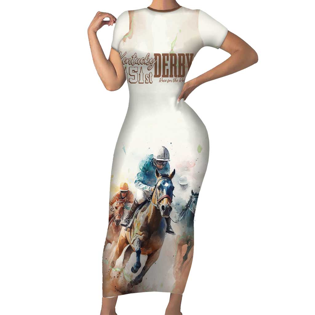 Personalised Kentucky Horse Racing Short Sleeve Bodycon Dress 151st Anniversary LT7