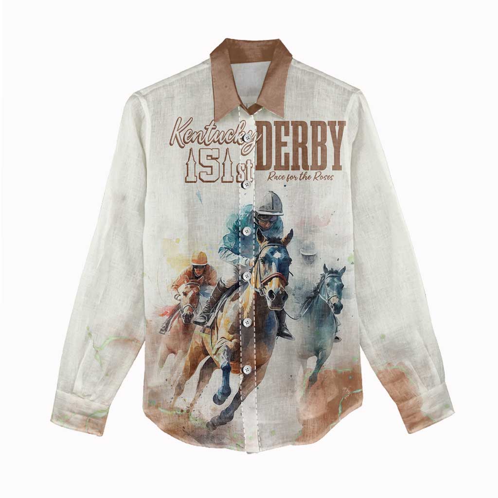 Personalised Kentucky Horse Racing Women Casual Shirt 151st Anniversary LT7
