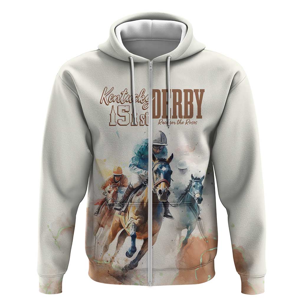 Personalised Kentucky Horse Racing Zip Hoodie 151st Anniversary LT7