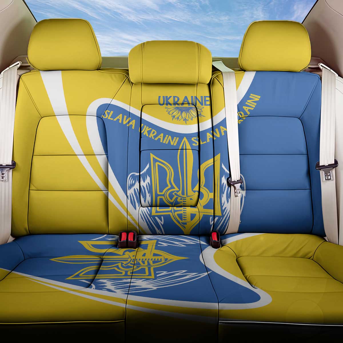 Ukraine Stylized Tryzub Back Car Seat Cover Slava Ukraini