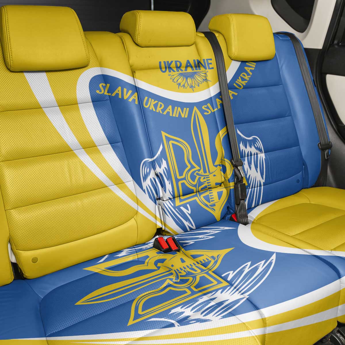 Ukraine Stylized Tryzub Back Car Seat Cover Slava Ukraini