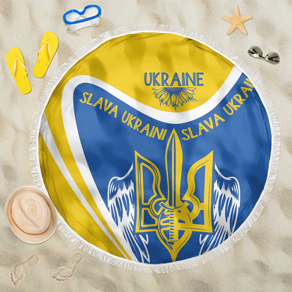 Ukraine Stylized Tryzub Beach Blanket Slava Ukraini