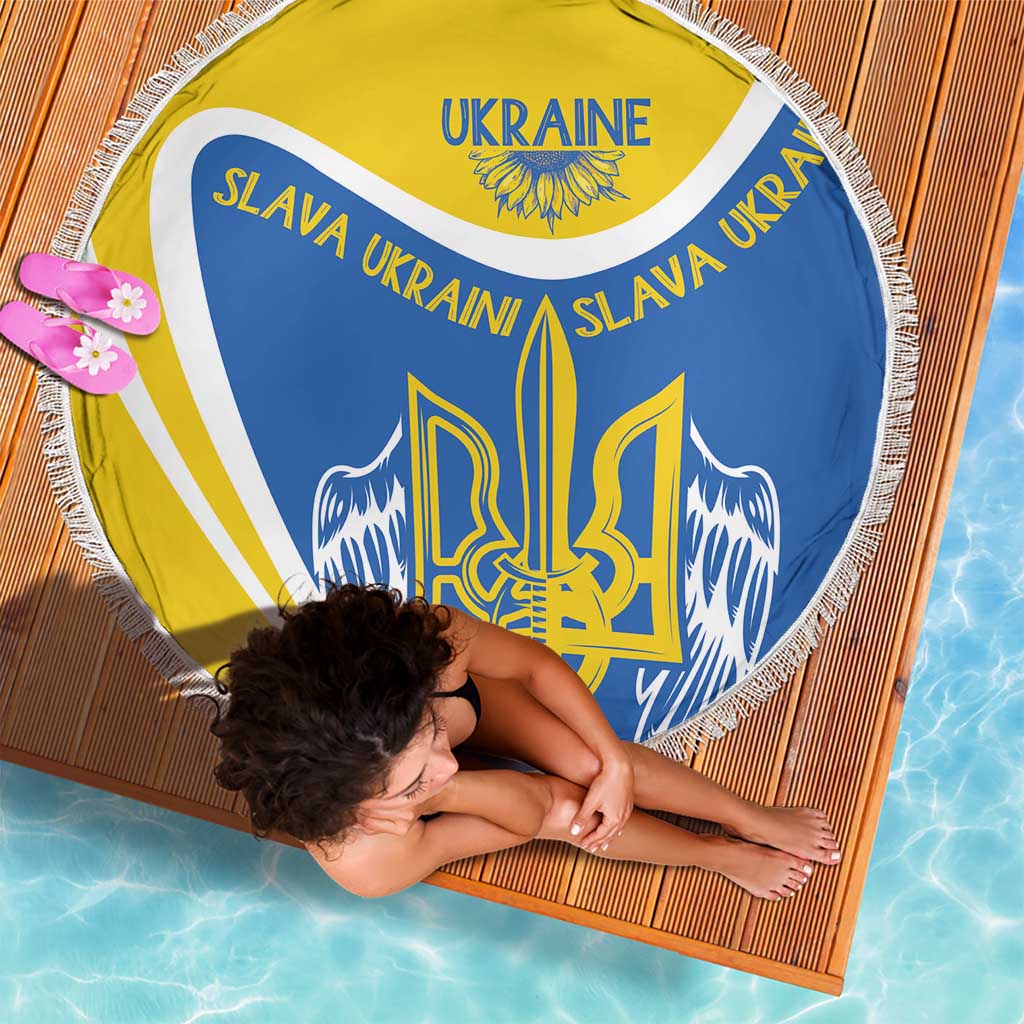 Ukraine Stylized Tryzub Beach Blanket Slava Ukraini