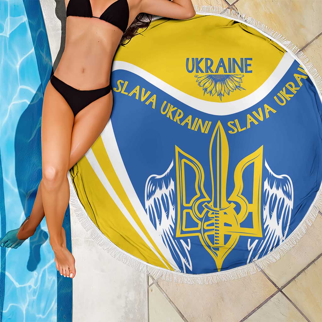 Ukraine Stylized Tryzub Beach Blanket Slava Ukraini