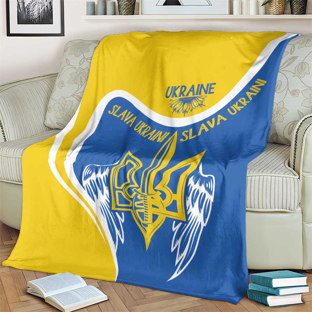 Ukraine Stylized Tryzub Blanket Slava Ukraini