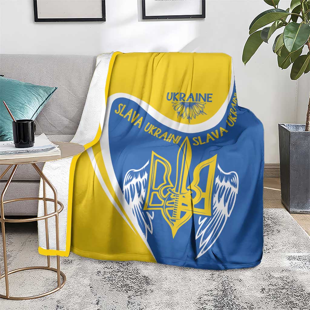 Ukraine Stylized Tryzub Blanket Slava Ukraini