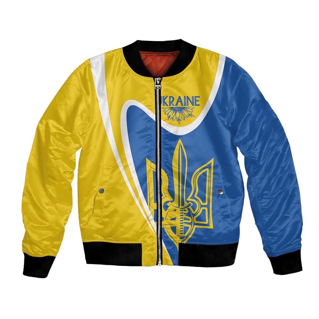 Ukraine Stylized Tryzub Bomber Jacket Slava Ukraini