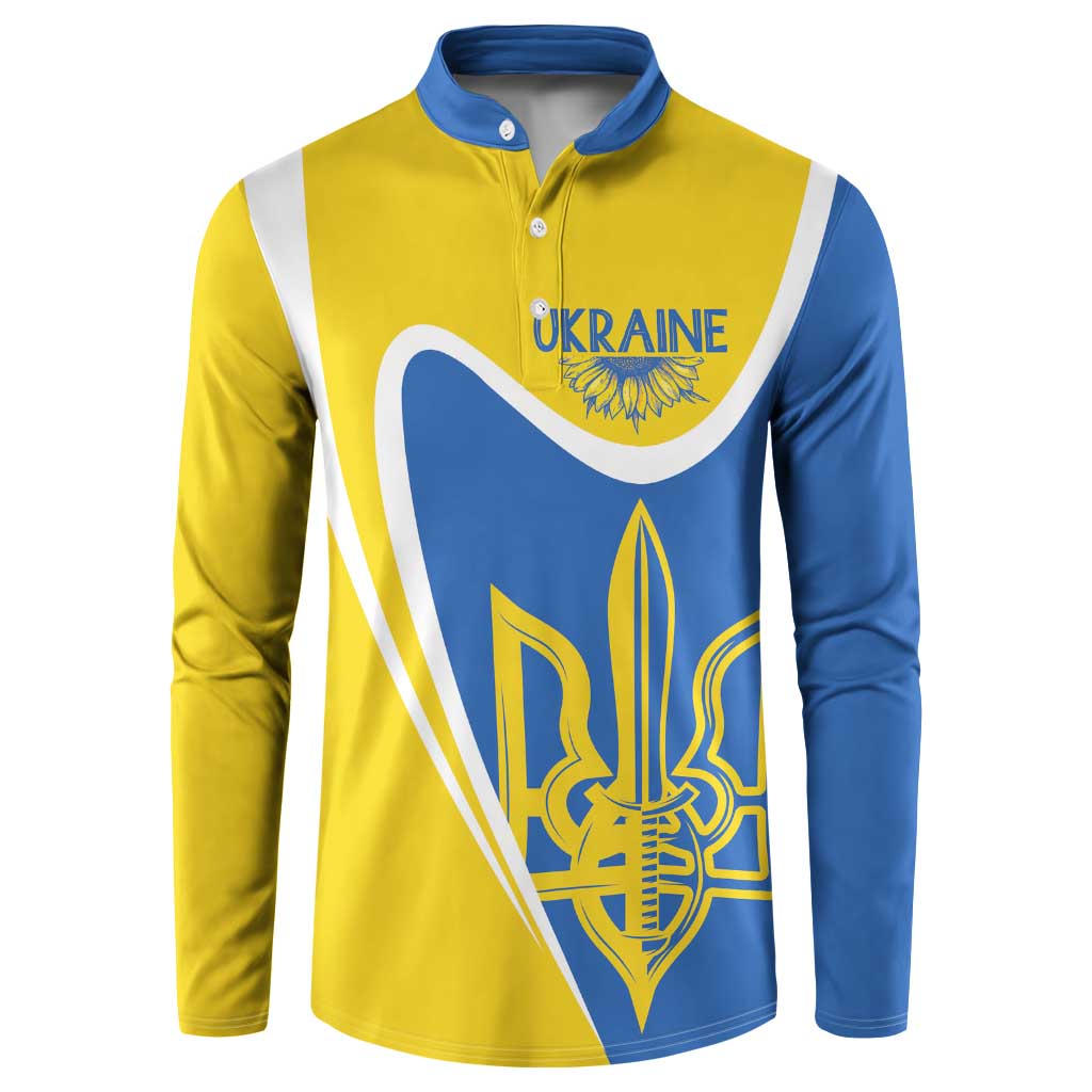 Ukraine Stylized Tryzub Button Sweatshirt Slava Ukraini