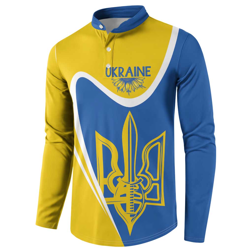 Ukraine Stylized Tryzub Button Sweatshirt Slava Ukraini