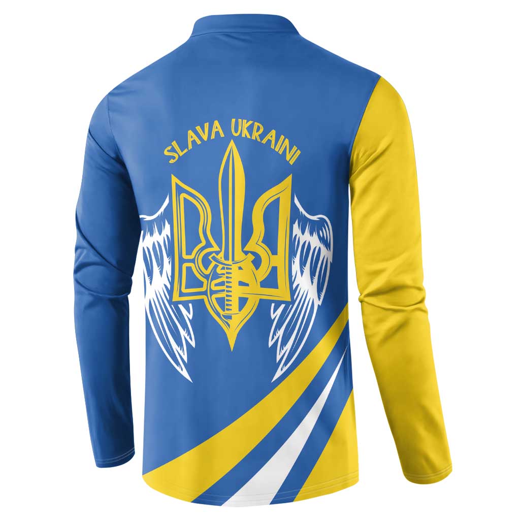 Ukraine Stylized Tryzub Button Sweatshirt Slava Ukraini