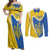 Ukraine Stylized Tryzub Couples Matching Off Shoulder Maxi Dress and Long Sleeve Button Shirt Slava Ukraini