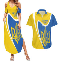 Ukraine Stylized Tryzub Couples Matching Summer Maxi Dress and Hawaiian Shirt Slava Ukraini