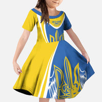 Ukraine Stylized Tryzub Family Matching Long Sleeve Bodycon Dress and Hawaiian Shirt Slava Ukraini