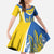 Ukraine Stylized Tryzub Family Matching Off The Shoulder Long Sleeve Dress and Hawaiian Shirt Slava Ukraini
