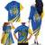 Ukraine Stylized Tryzub Family Matching Off The Shoulder Long Sleeve Dress and Hawaiian Shirt Slava Ukraini