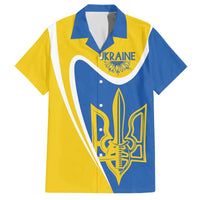 Ukraine Stylized Tryzub Family Matching Off The Shoulder Long Sleeve Dress and Hawaiian Shirt Slava Ukraini