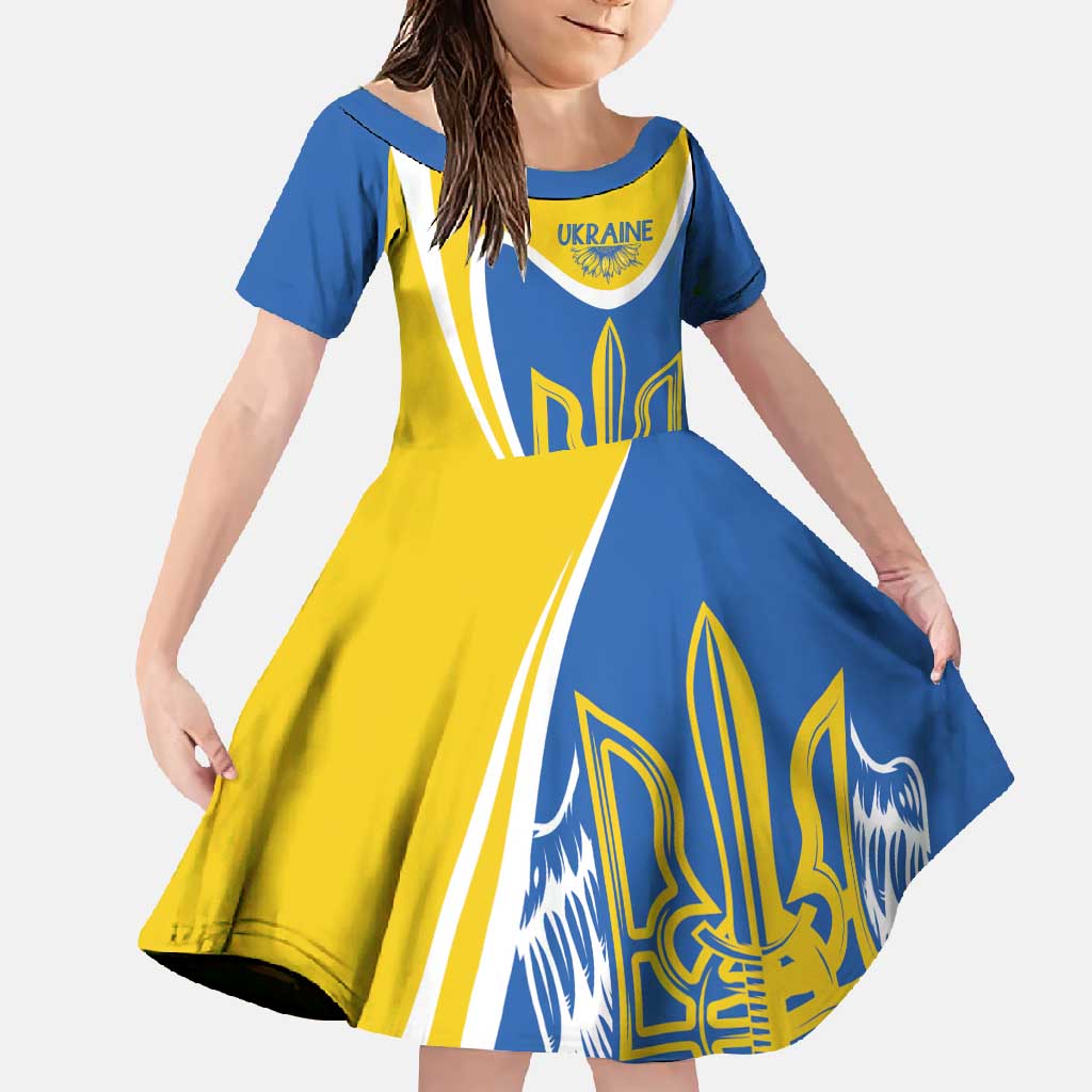 Ukraine Stylized Tryzub Family Matching Off Shoulder Maxi Dress and Hawaiian Shirt Slava Ukraini