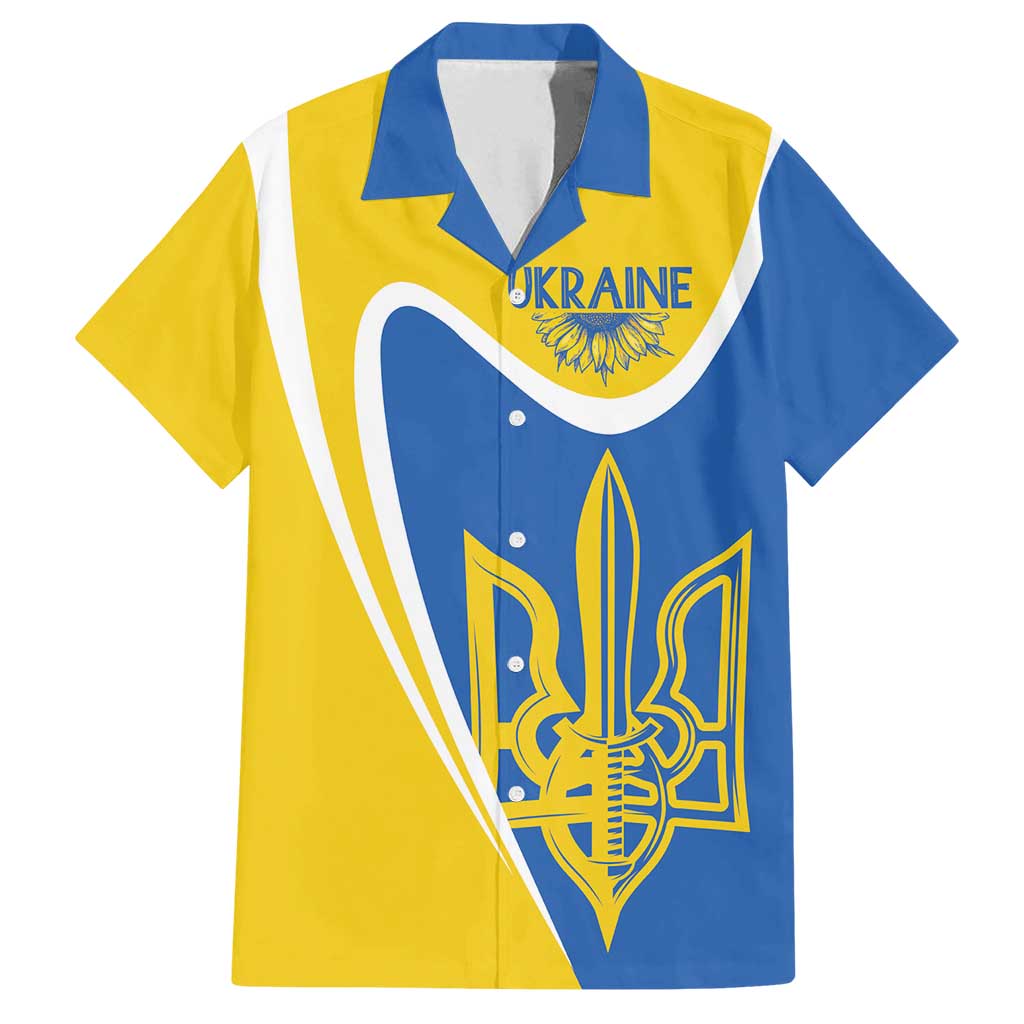 Ukraine Stylized Tryzub Family Matching Off Shoulder Maxi Dress and Hawaiian Shirt Slava Ukraini