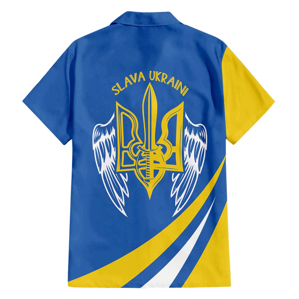 Ukraine Stylized Tryzub Family Matching Off Shoulder Maxi Dress and Hawaiian Shirt Slava Ukraini