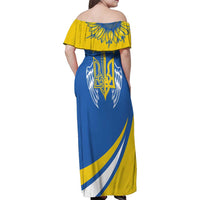 Ukraine Stylized Tryzub Family Matching Off Shoulder Maxi Dress and Hawaiian Shirt Slava Ukraini