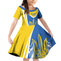 Ukraine Stylized Tryzub Family Matching Off Shoulder Short Dress and Hawaiian Shirt Slava Ukraini