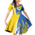 Ukraine Stylized Tryzub Family Matching Off Shoulder Short Dress and Hawaiian Shirt Slava Ukraini