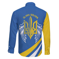 Ukraine Stylized Tryzub Family Matching Off Shoulder Short Dress and Hawaiian Shirt Slava Ukraini