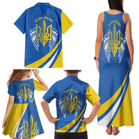 Ukraine Stylized Tryzub Family Matching Tank Maxi Dress and Hawaiian Shirt Slava Ukraini