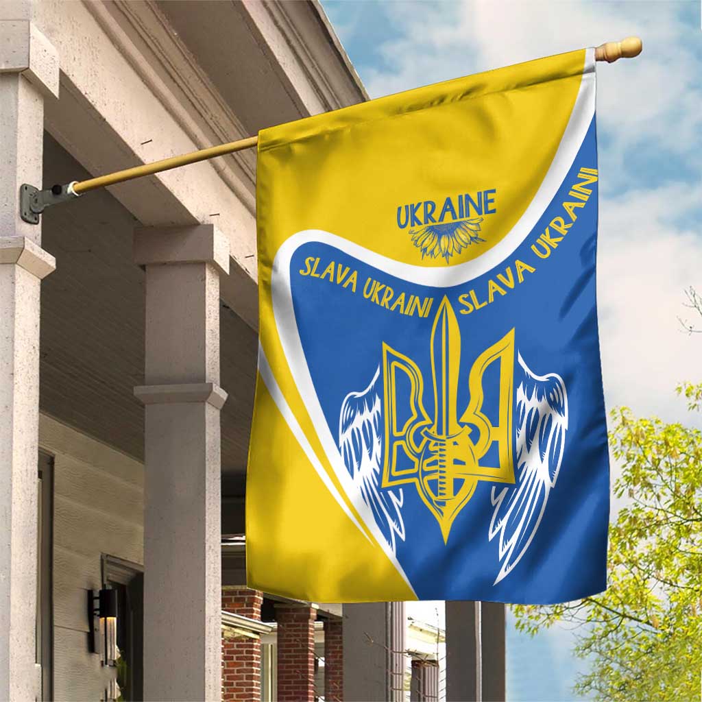Ukraine Stylized Tryzub Garden Flag Slava Ukraini