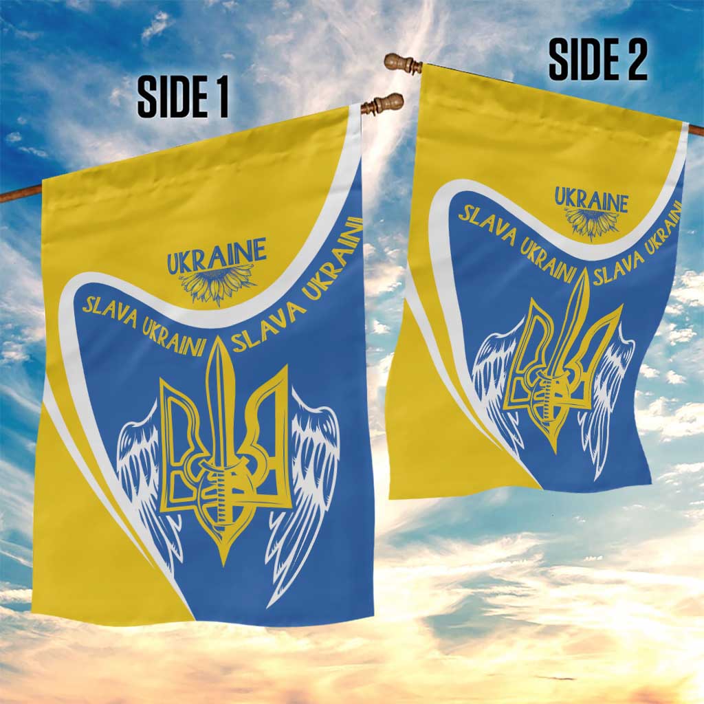Ukraine Stylized Tryzub Garden Flag Slava Ukraini