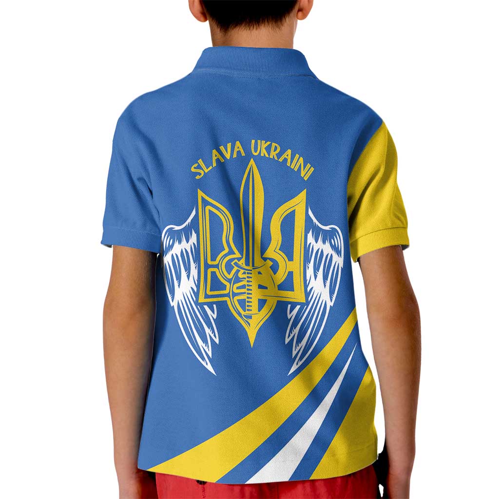 Ukraine Stylized Tryzub Kid Polo Shirt Slava Ukraini