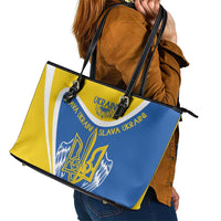 Ukraine Stylized Tryzub Leather Tote Bag Slava Ukraini