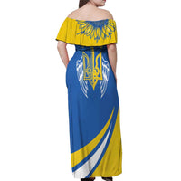 Ukraine Stylized Tryzub Off Shoulder Maxi Dress Slava Ukraini