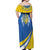 Ukraine Stylized Tryzub Off Shoulder Maxi Dress Slava Ukraini