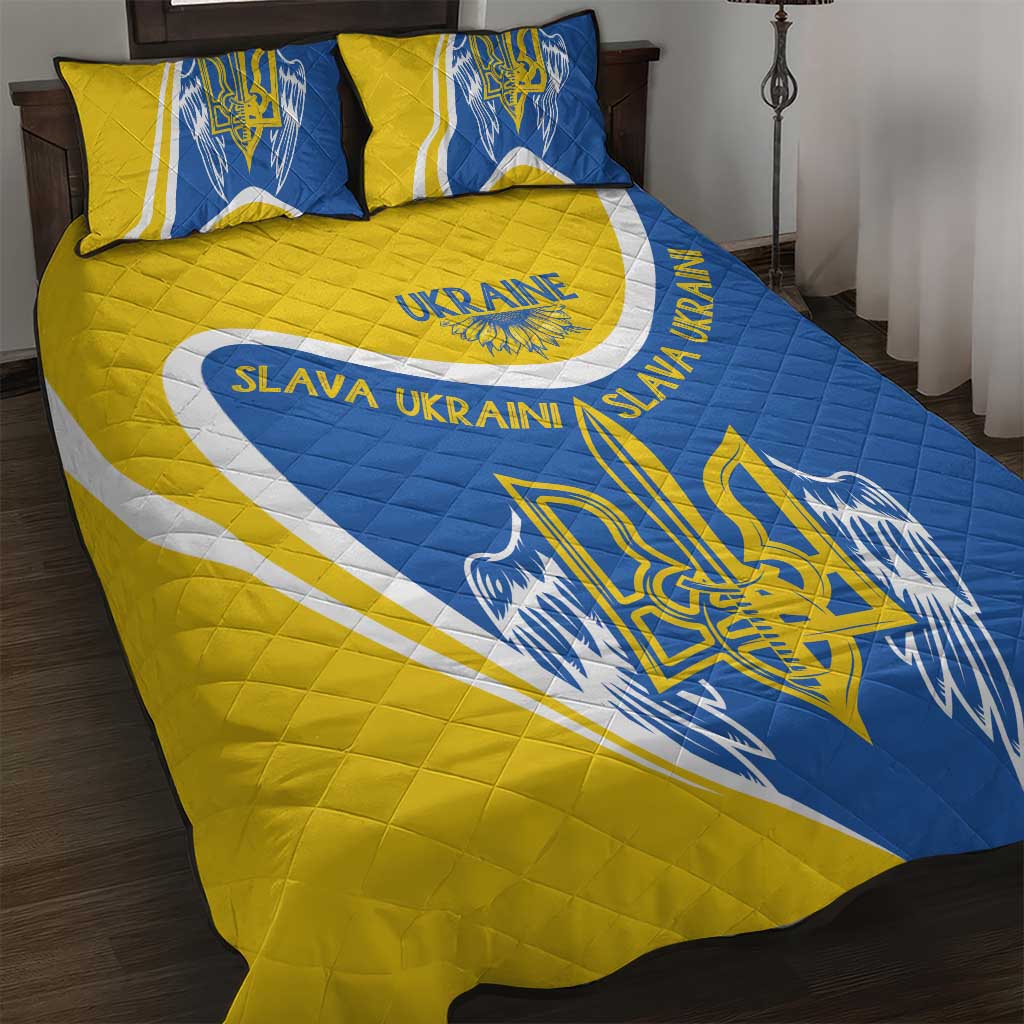Ukraine Stylized Tryzub Quilt Bed Set Slava Ukraini