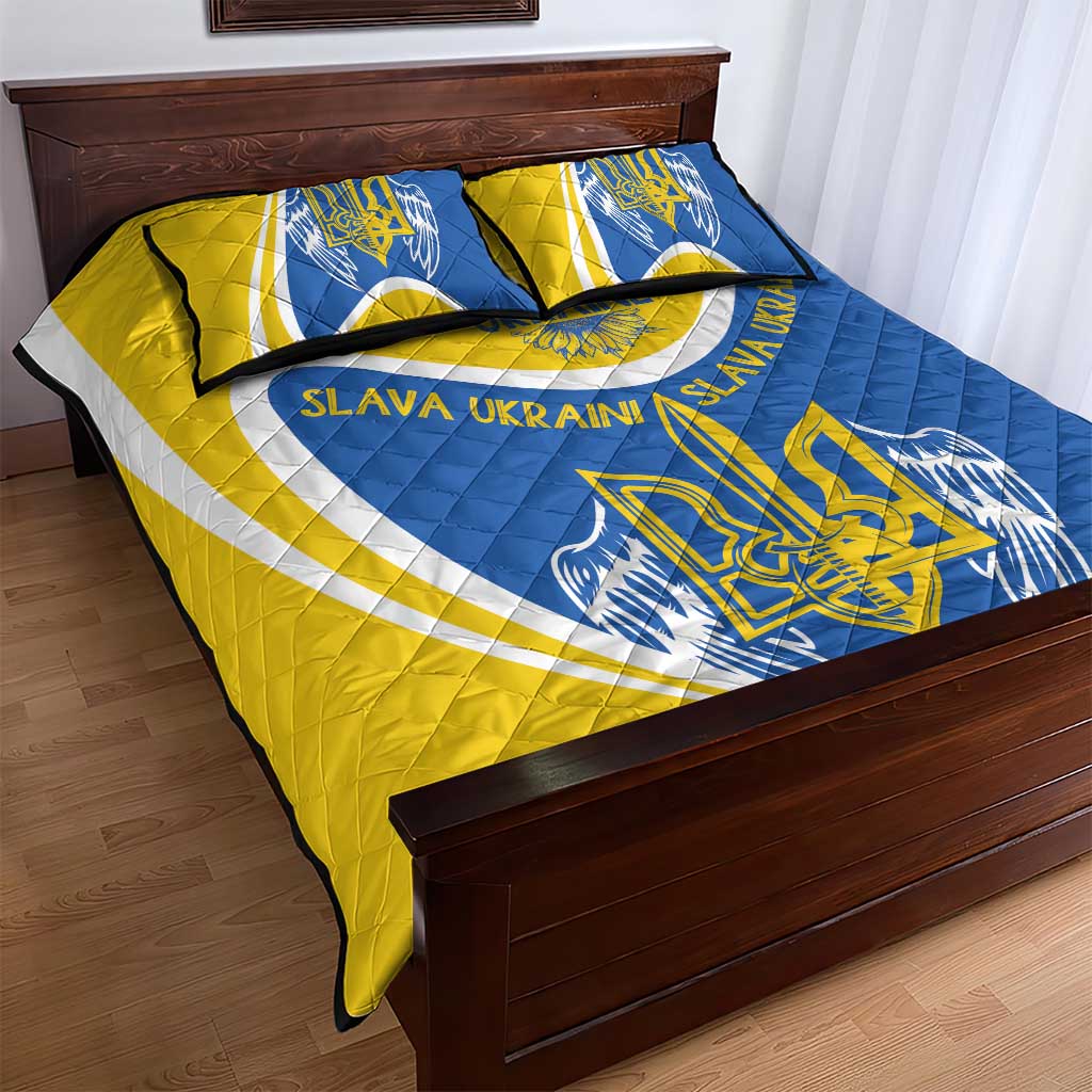 Ukraine Stylized Tryzub Quilt Bed Set Slava Ukraini