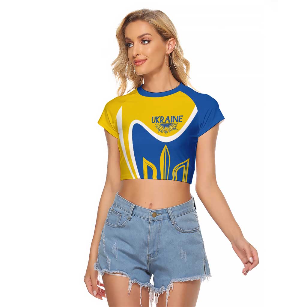 Ukraine Stylized Tryzub Raglan Cropped T Shirt Slava Ukraini