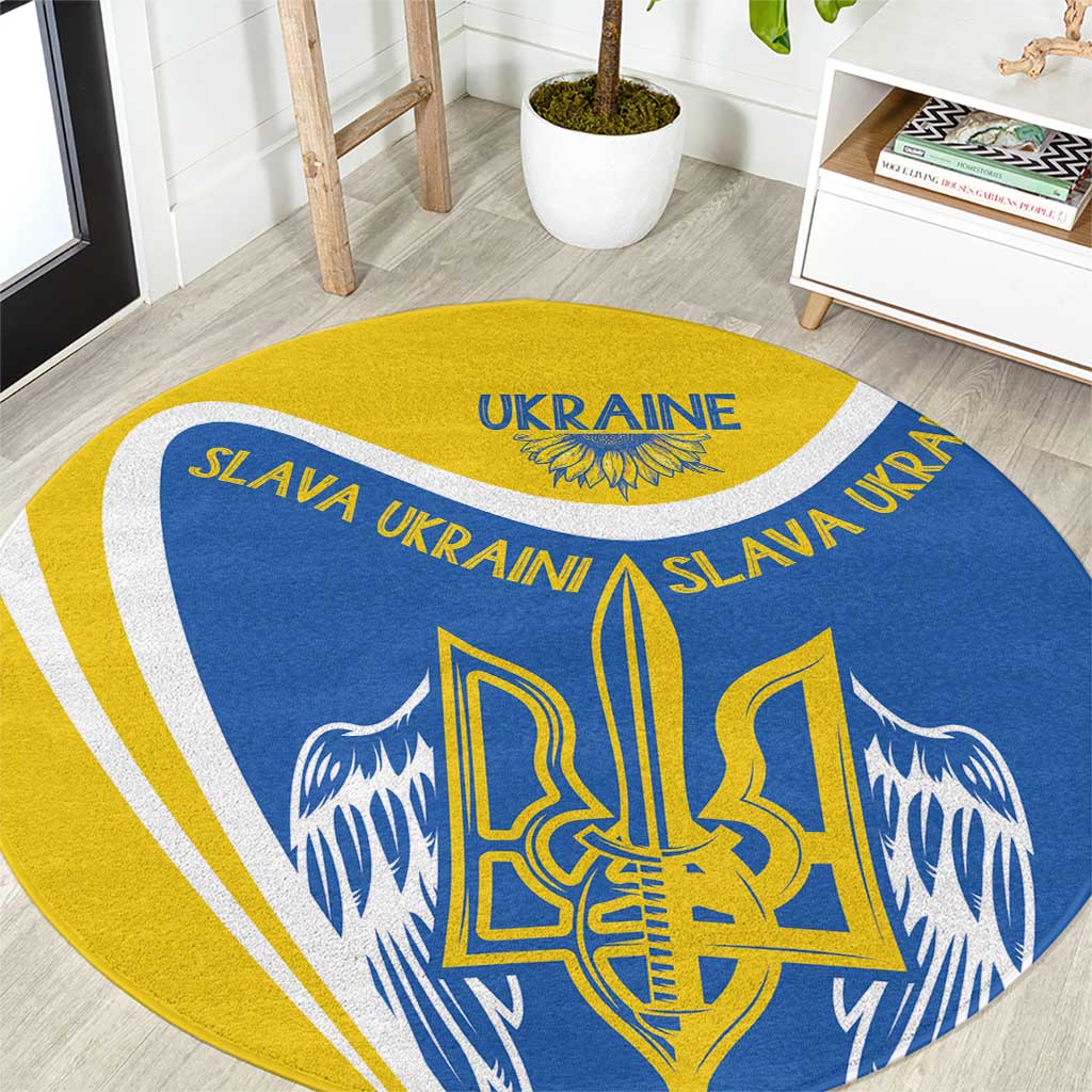 Ukraine Stylized Tryzub Round Carpet Slava Ukraini