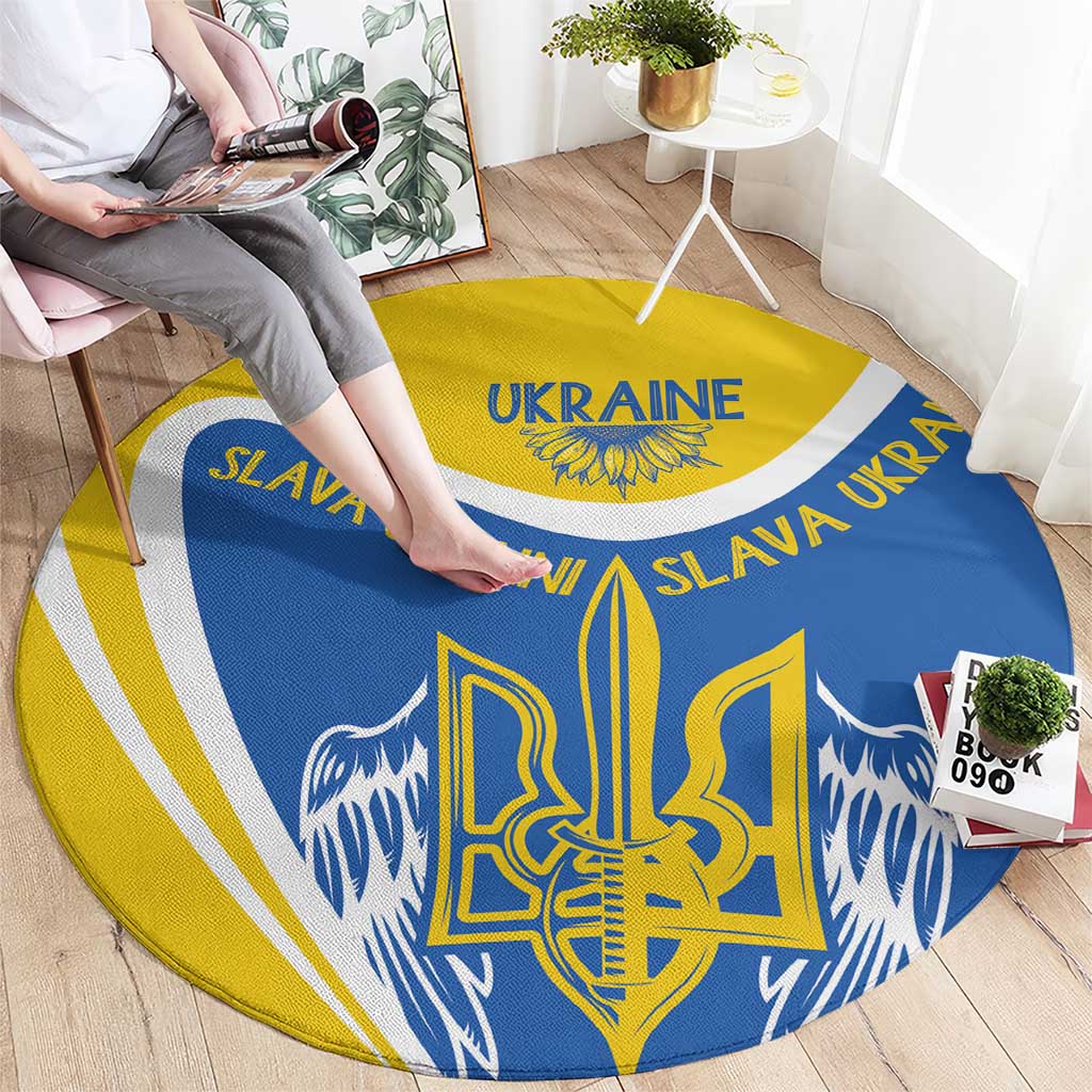 Ukraine Stylized Tryzub Round Carpet Slava Ukraini