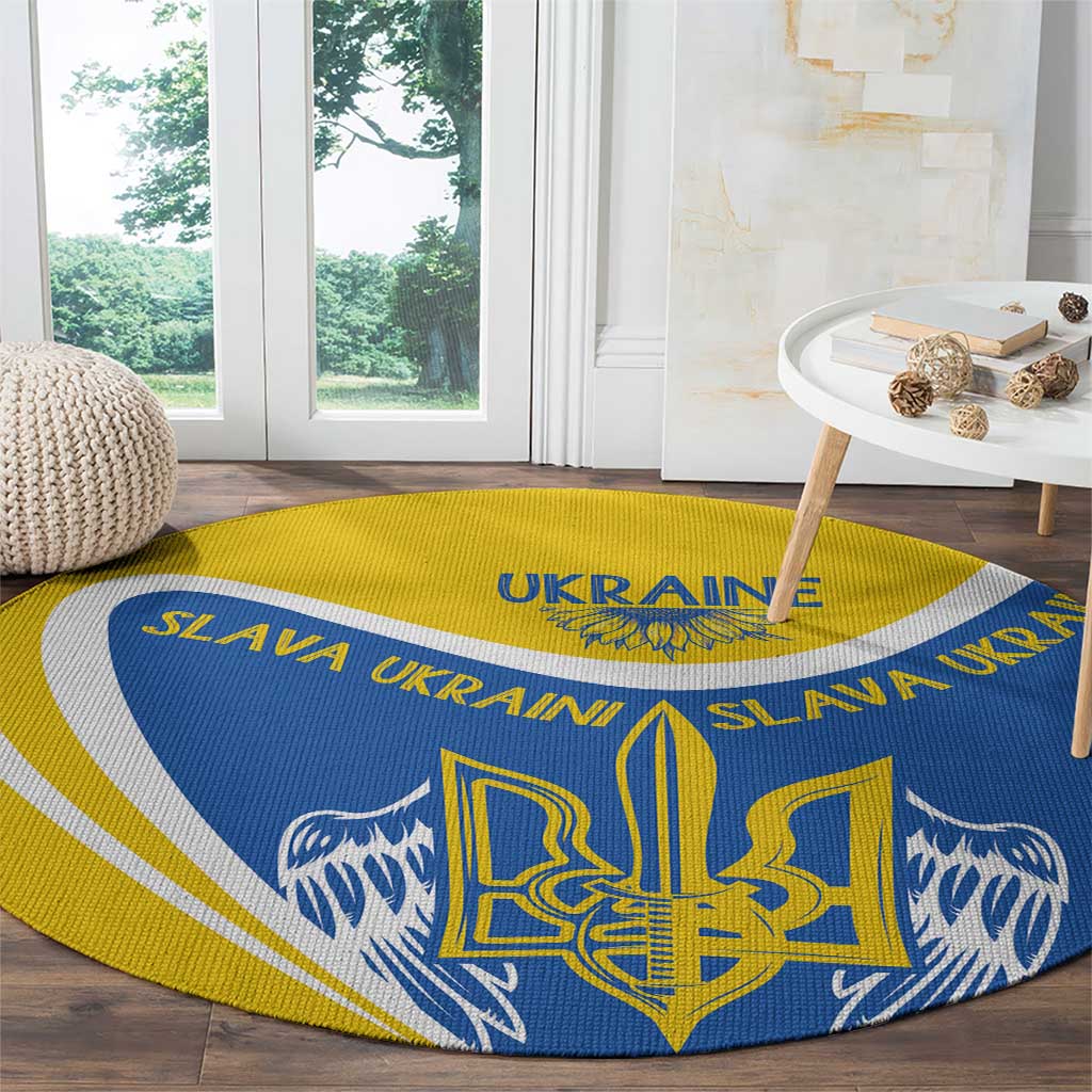 Ukraine Stylized Tryzub Round Carpet Slava Ukraini