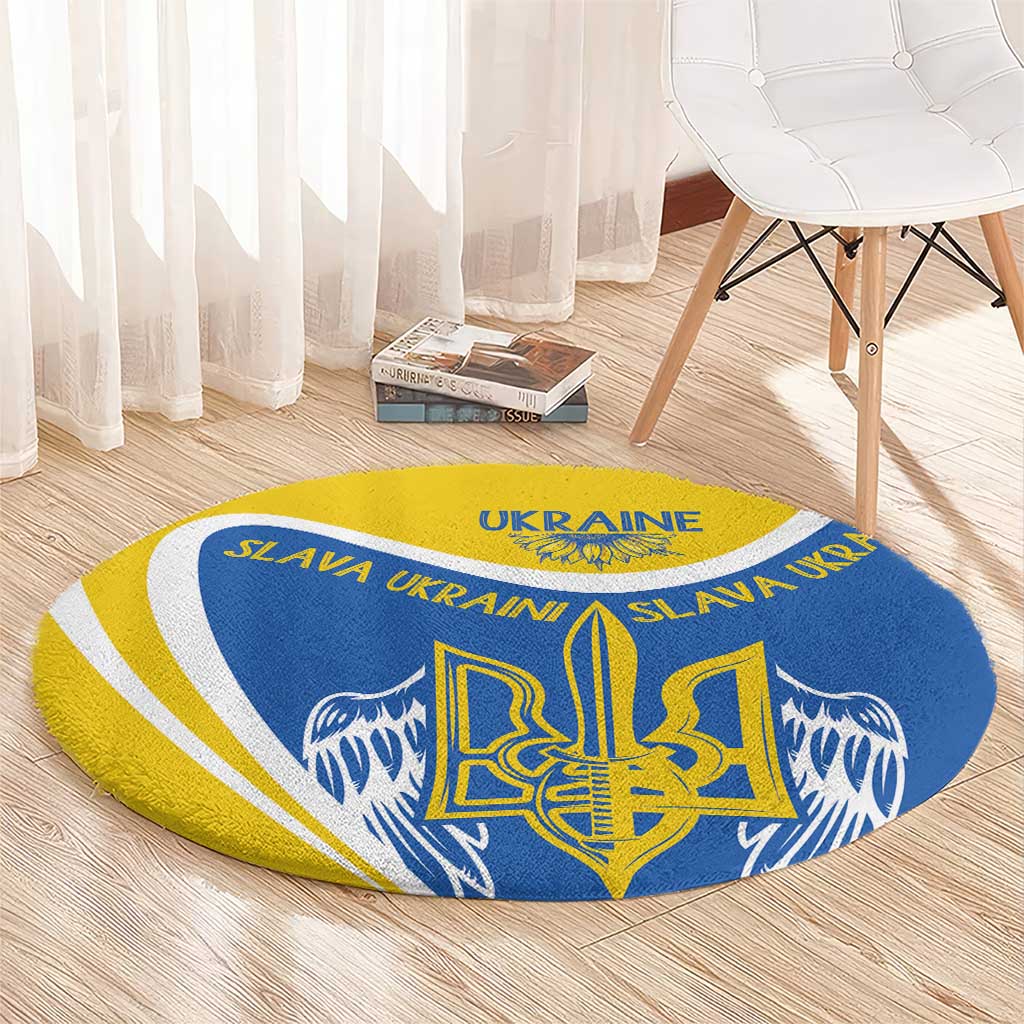 Ukraine Stylized Tryzub Round Carpet Slava Ukraini