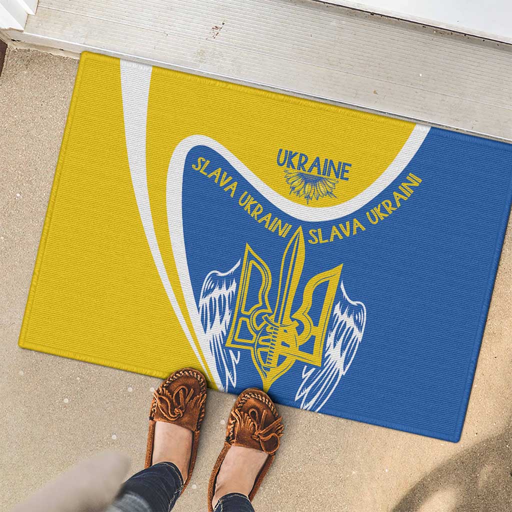 Ukraine Stylized Tryzub Rubber Doormat Slava Ukraini