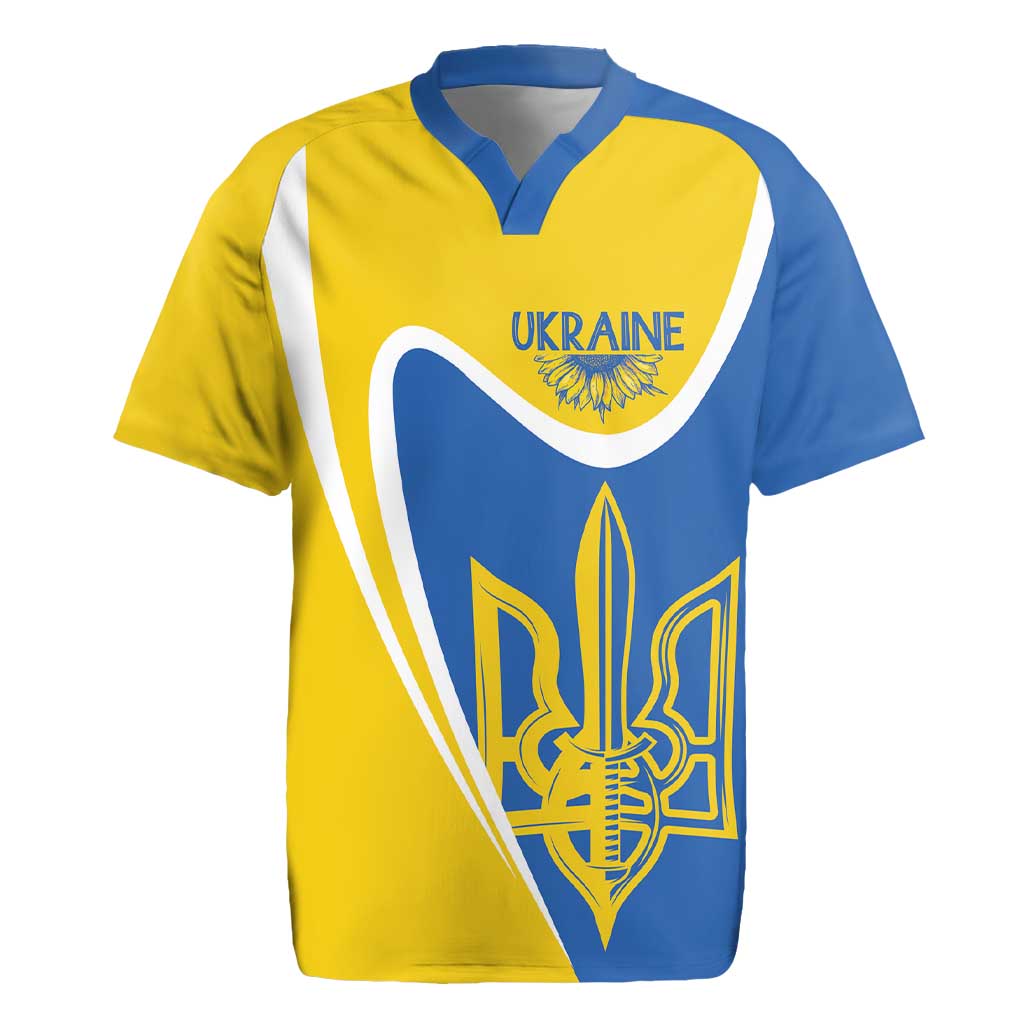 Ukraine Stylized Tryzub Rugby Jersey Slava Ukraini