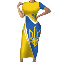 Ukraine Stylized Tryzub Short Sleeve Bodycon Dress Slava Ukraini