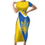 Ukraine Stylized Tryzub Short Sleeve Bodycon Dress Slava Ukraini