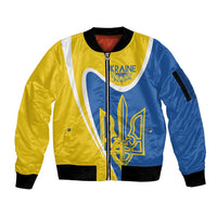 Ukraine Stylized Tryzub Sleeve Zip Bomber Jacket Slava Ukraini